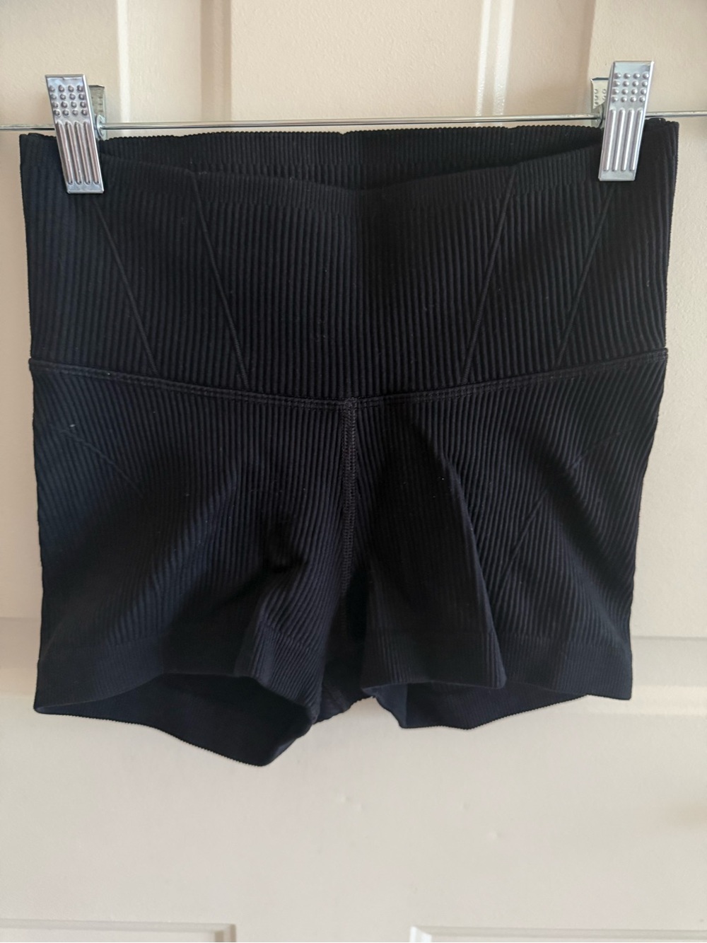 aerie Black Ribbed High-Waist Athletic Shorts